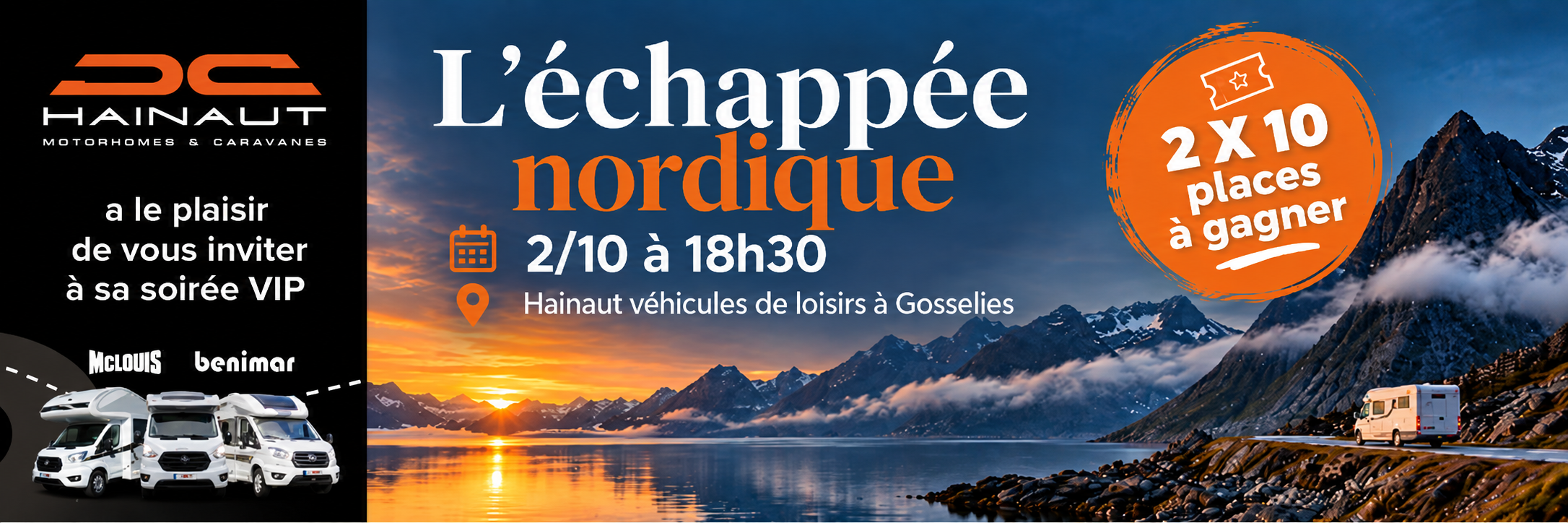 L'échappée nordique – soirée VIP le 2 octobre à 18h30 chez Hainaut Véhicules de Loisirs à Gosselies – 2 × 10 places à gagner
