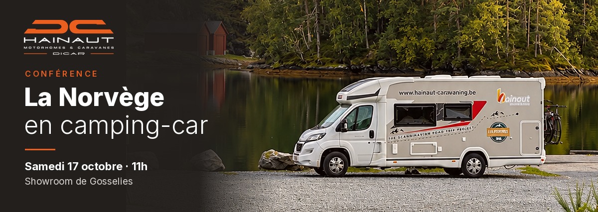 Conférence La Norvège en camping-car, samedi 17 octobre à 11h, showroom de Gosselies